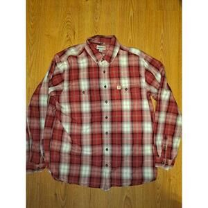 Carhartt Button Up Shirt Mens XL Tall  Red Plaid Cotton